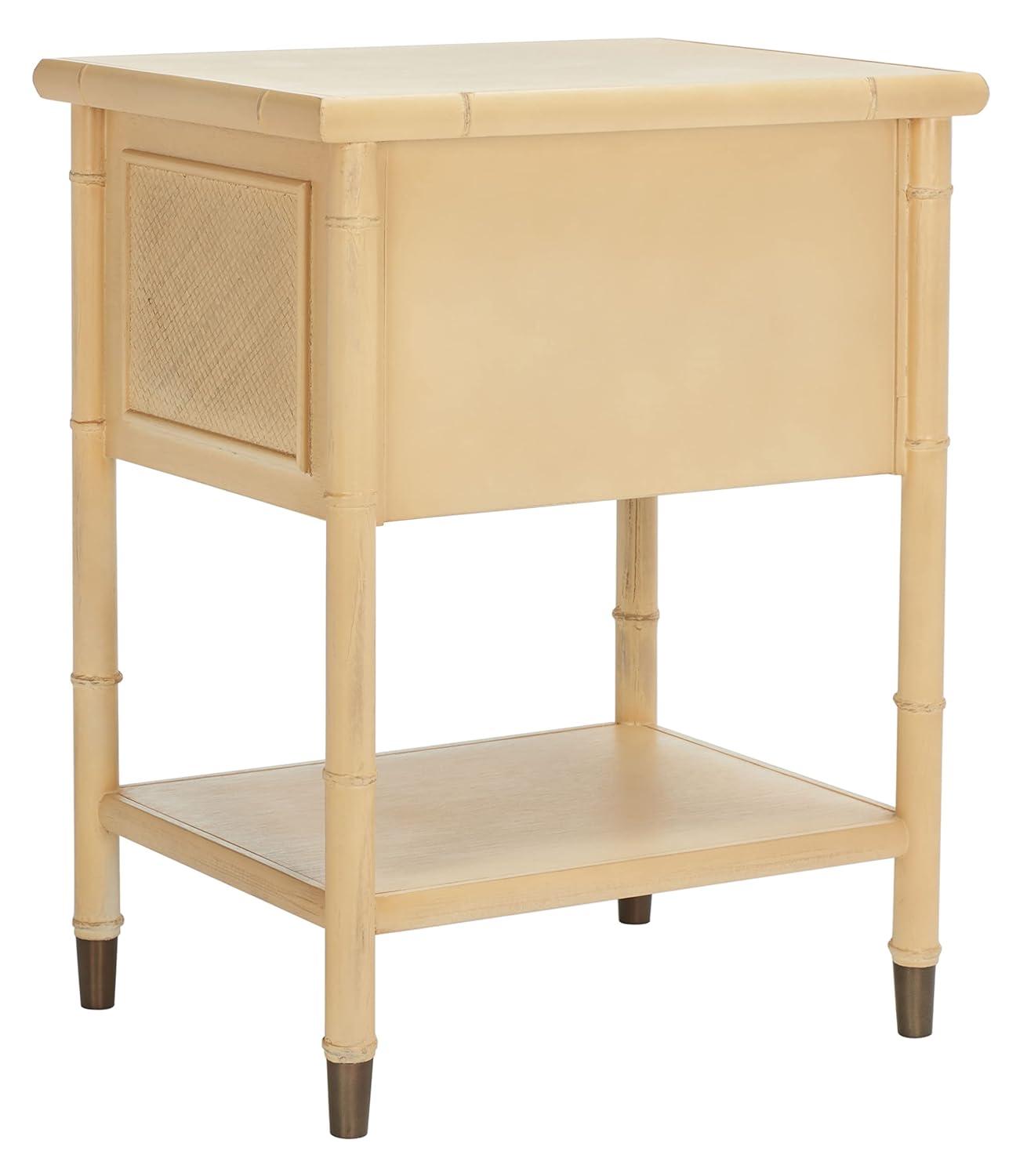 Ahab 2 Drawer 1 Shelf Accent Table - ACC6606A - Light Blonde/Gold - Safavieh