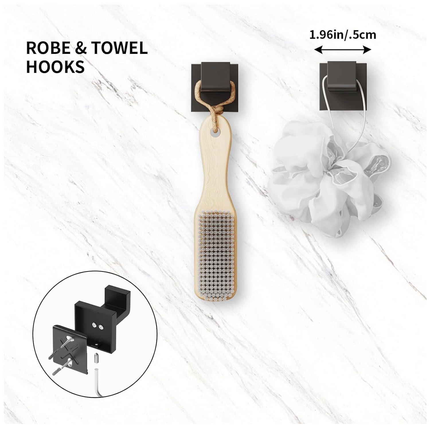 10-Pieces Matte Black Bathroom Accessories Set, 23.6 Inch Bath Towel Bar Set, SUS 304 Stainless Steel Bathroom Hardware Set, Towel Racks for Bathroom Wall Mounted.