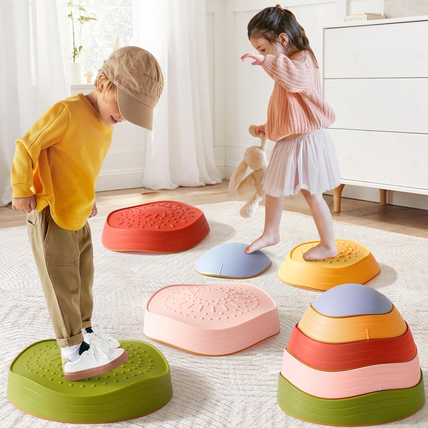 Tiny Land 5pcs Non-Slip Balance Stepping Stones for Kids – Multipack Sensory & Coordination Play