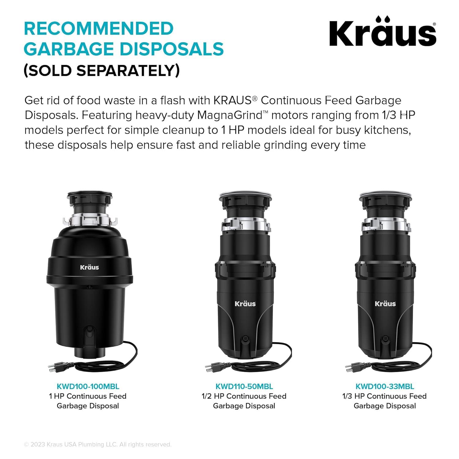 Kraus KRAUS Garbage Disposal Air Switch Kit with Push Button, AC Adapter, Power Cord, and Air Tube Included