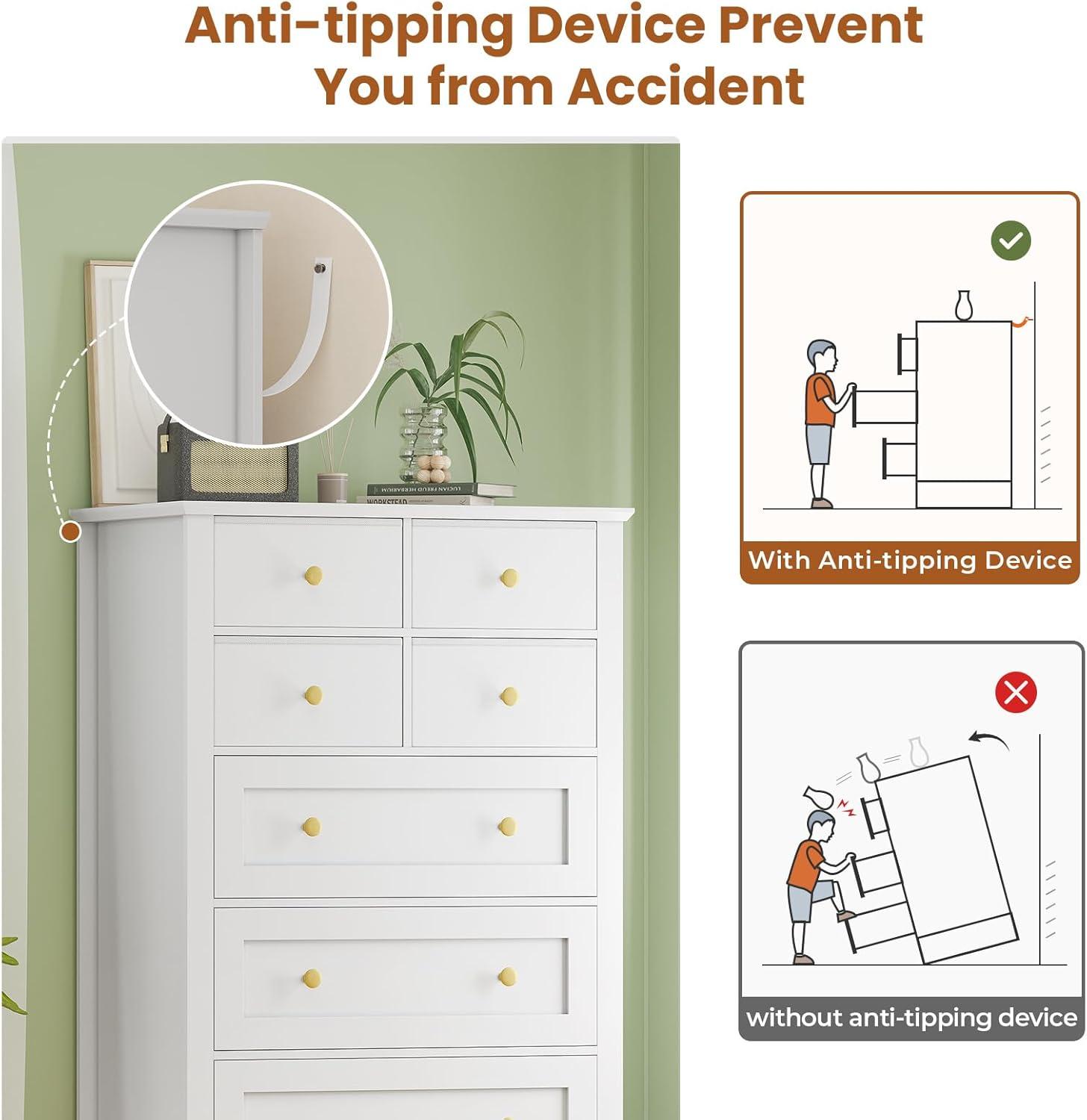 Winston Porter 8 Drawers Tall Dresser For Bedroom, Tall Dressers And Chest Of Drawers, Vertical Chest Of Drawers Dresser For Bedroom