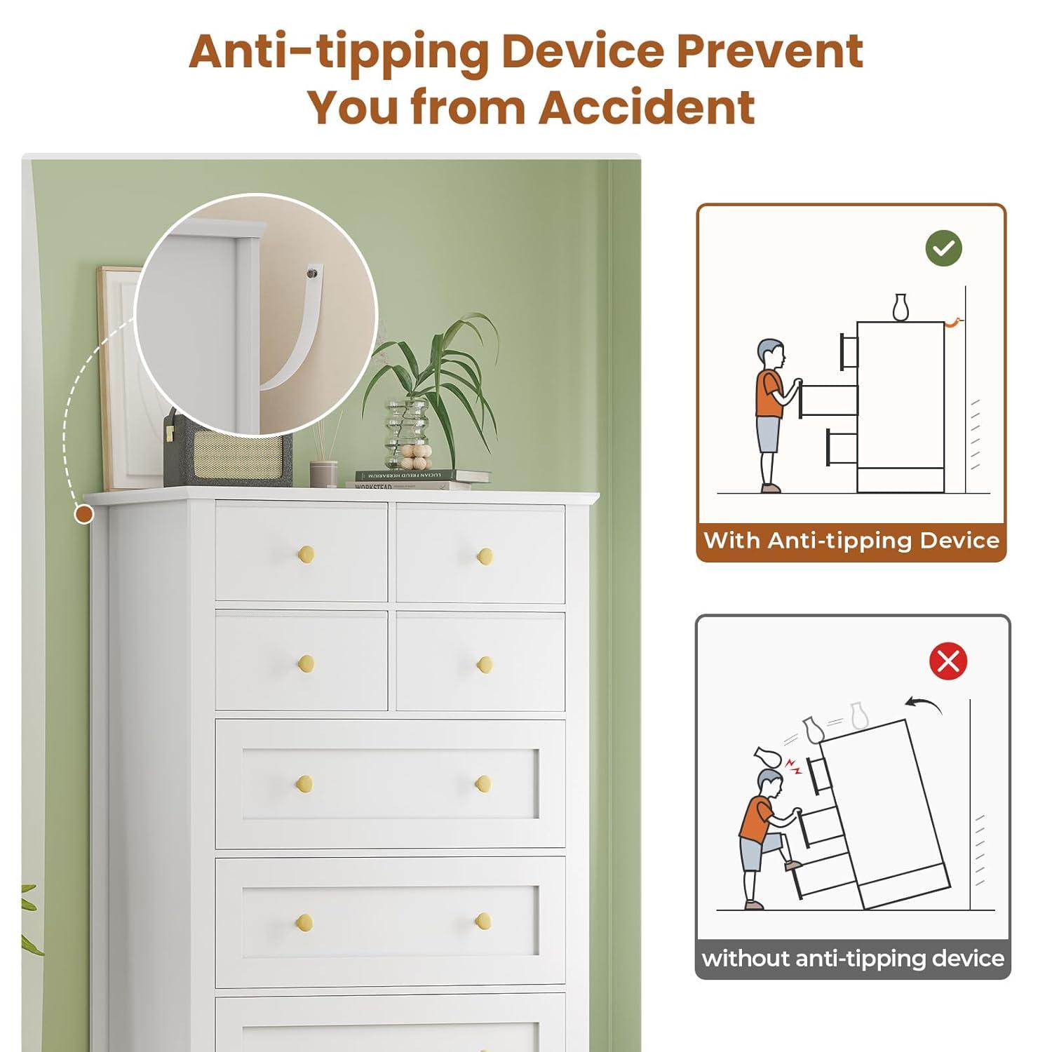 Winston Porter 8 Drawers Tall Dresser For Bedroom, Tall Dressers And Chest Of Drawers, Vertical Chest Of Drawers Dresser For Bedroom