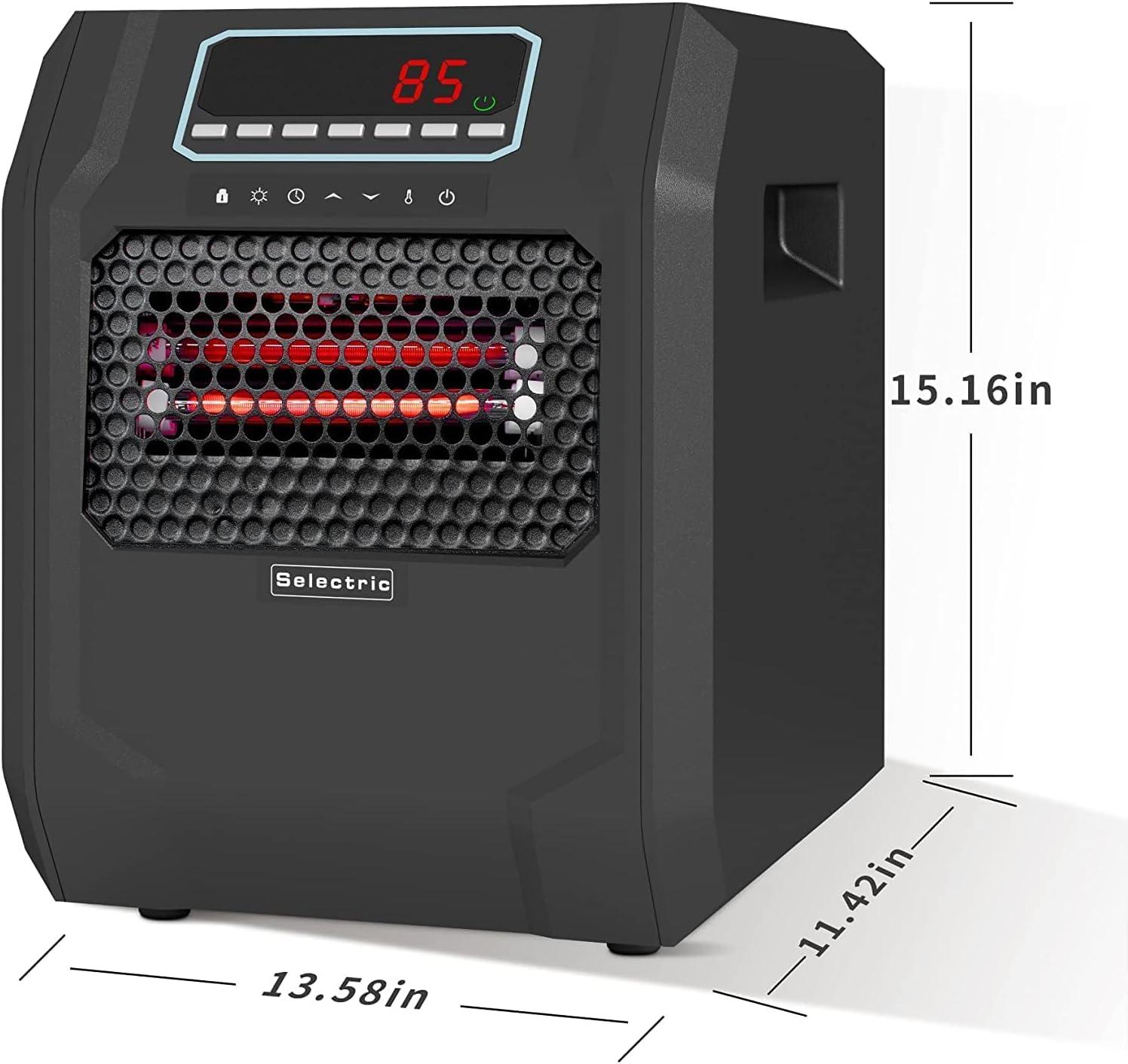 VOLTORB Black Portable Electric Space Heater with LED Display and Remote Control