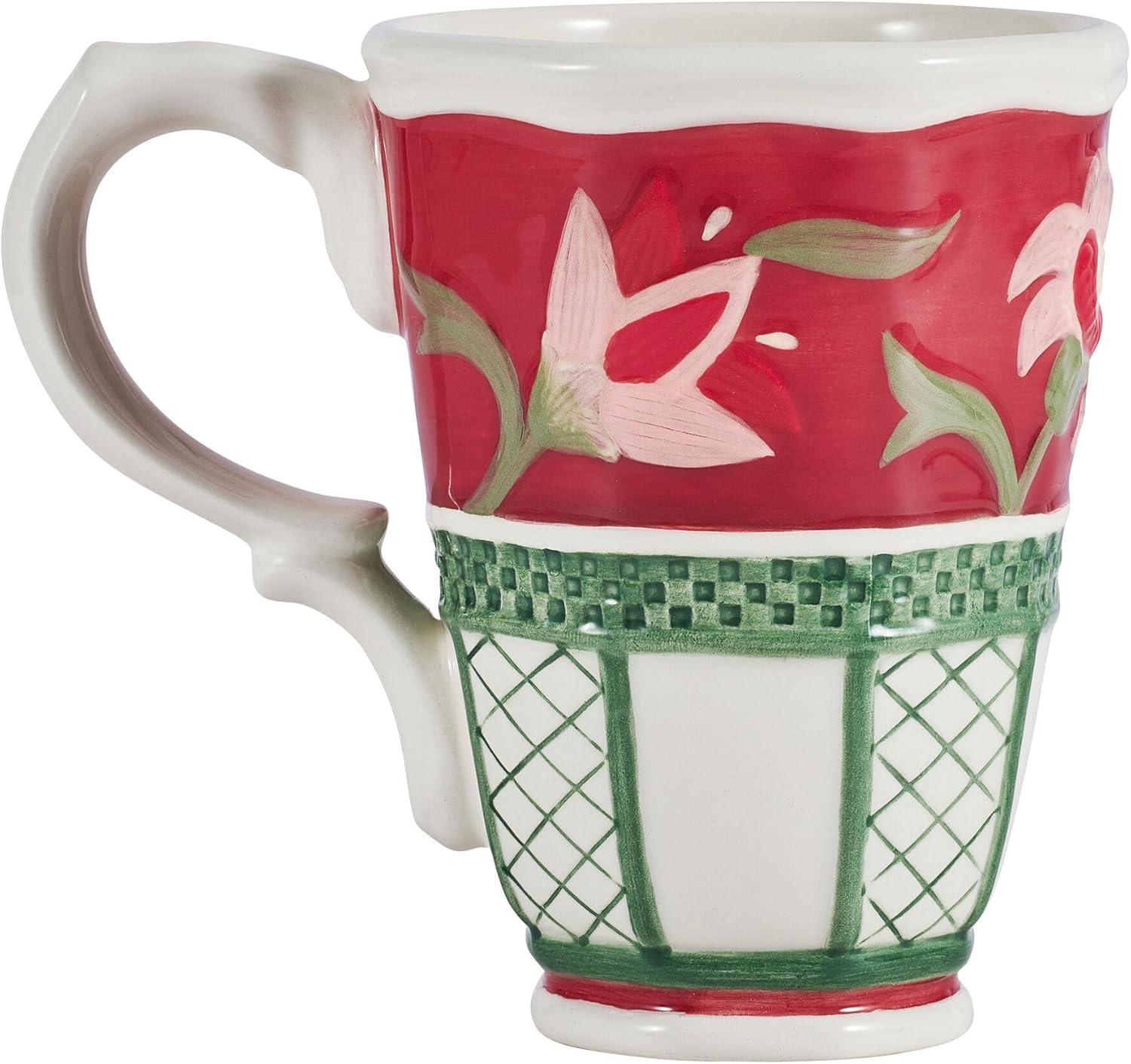 Red and Green Floral Ceramic 16-Piece Dinnerware Set