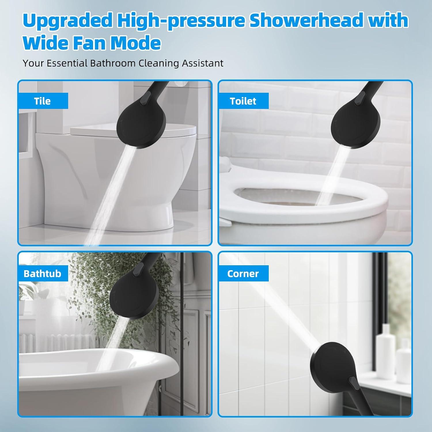 Hibbent Dual Shower Head Combo with Metal 8 Inch High Pressure Rainfall Shower Head  and Handheld Shower SCW01-HS070-SS080-CP