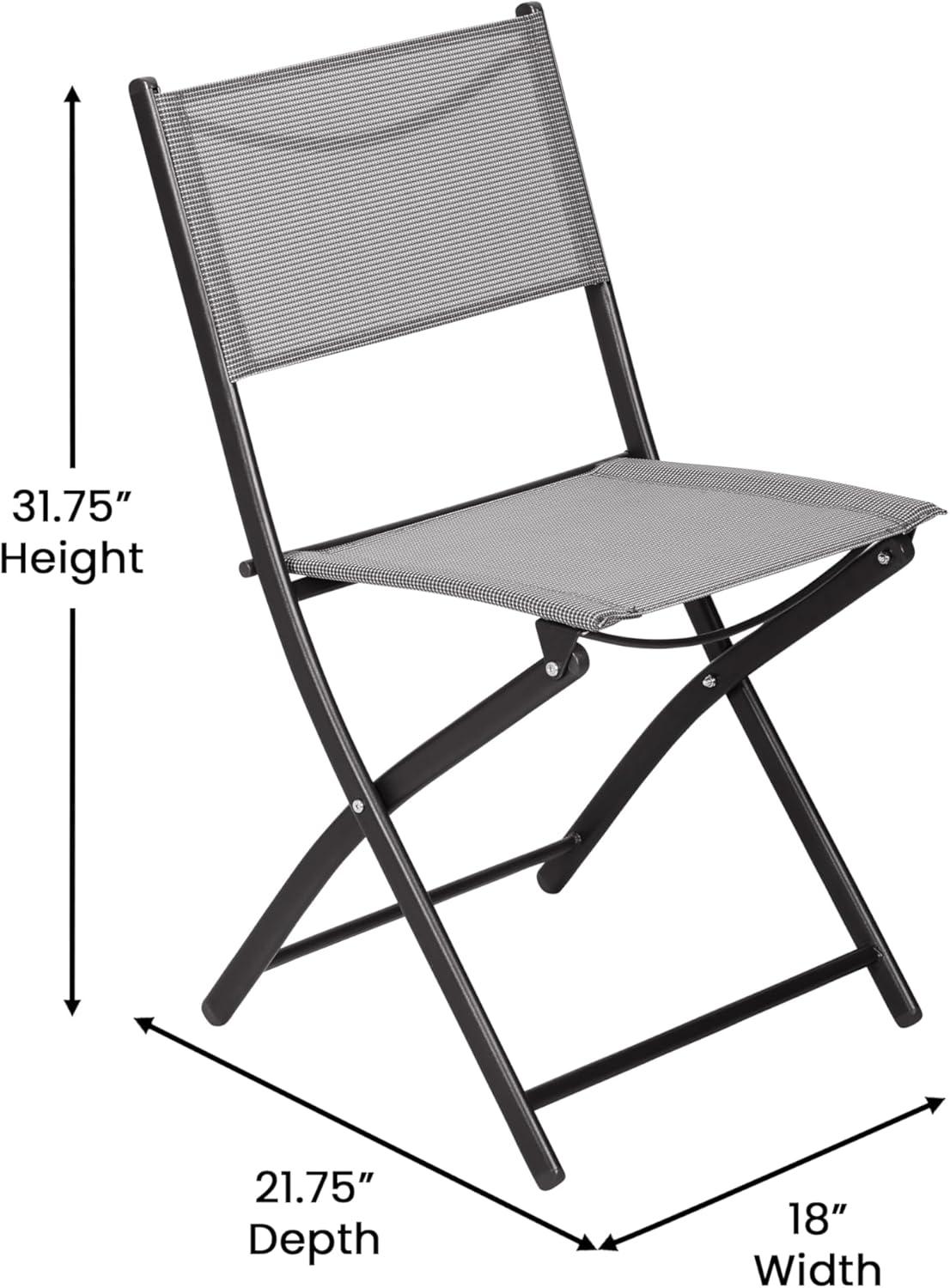 Flash Furniture Brazos Set of 2 Commercial Grade Indoor/Outdoor Folding Chairs with Gray Flex Comfort Material Backs and Seats and Black Metal Frames