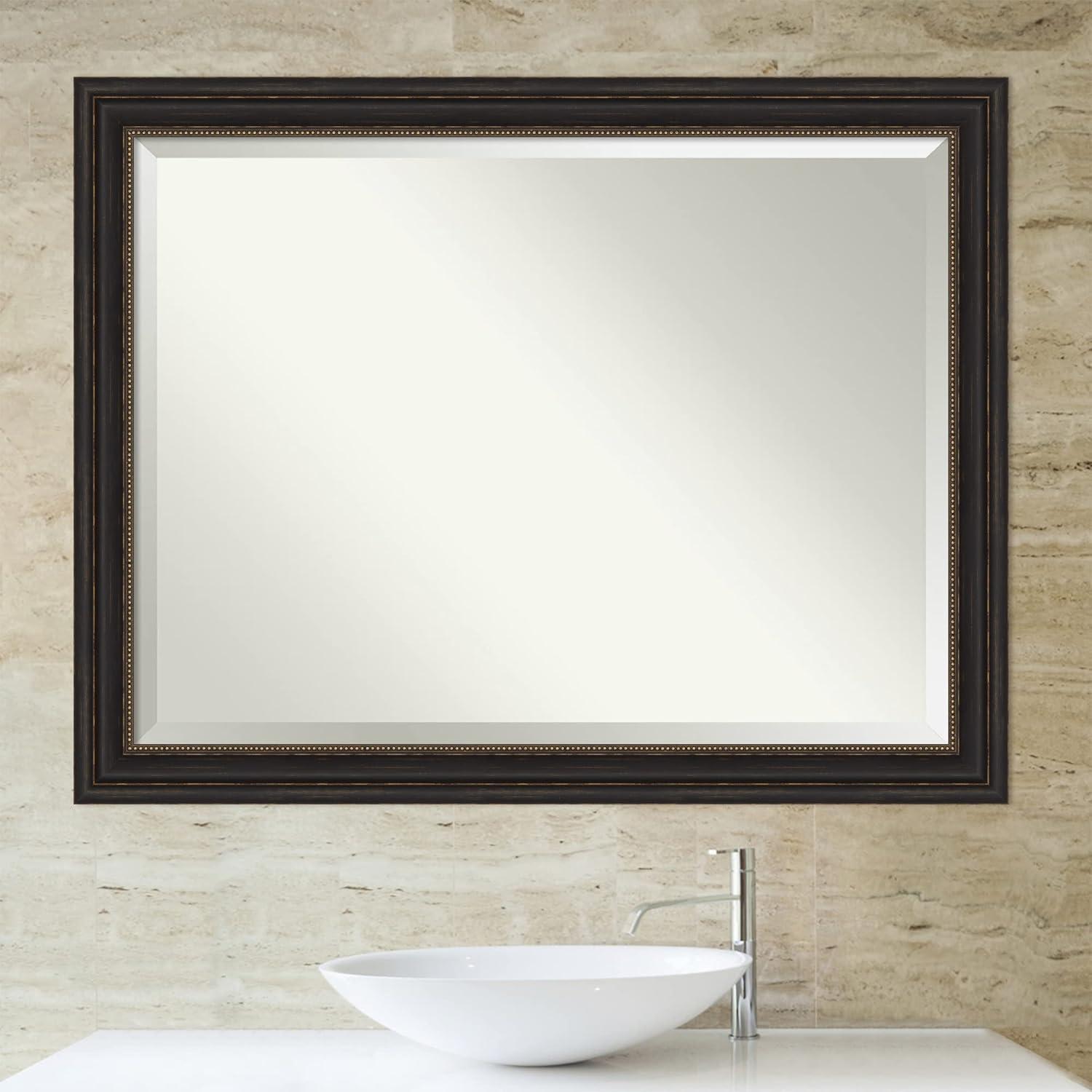 Accent Bronze Beveled Rectangular Bathroom Vanity Mirror