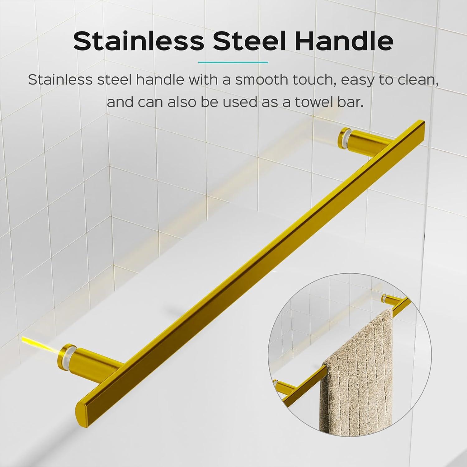 31"W x 55"H Frameless Folding Pivot Shower Tub Door Reversible Installation