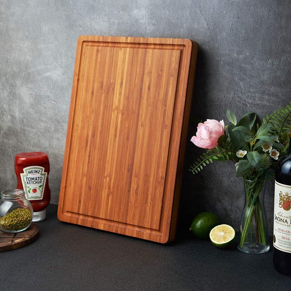 Large Bamboo Rectangular Cutting Board with Juice Grooves