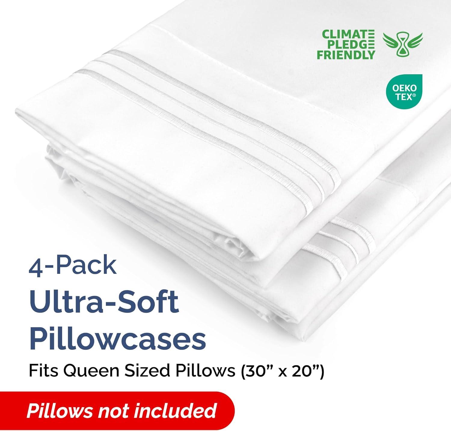 CGK Linens Soft Double Brushed Soft & Cooling Pillowcase - Set of 4