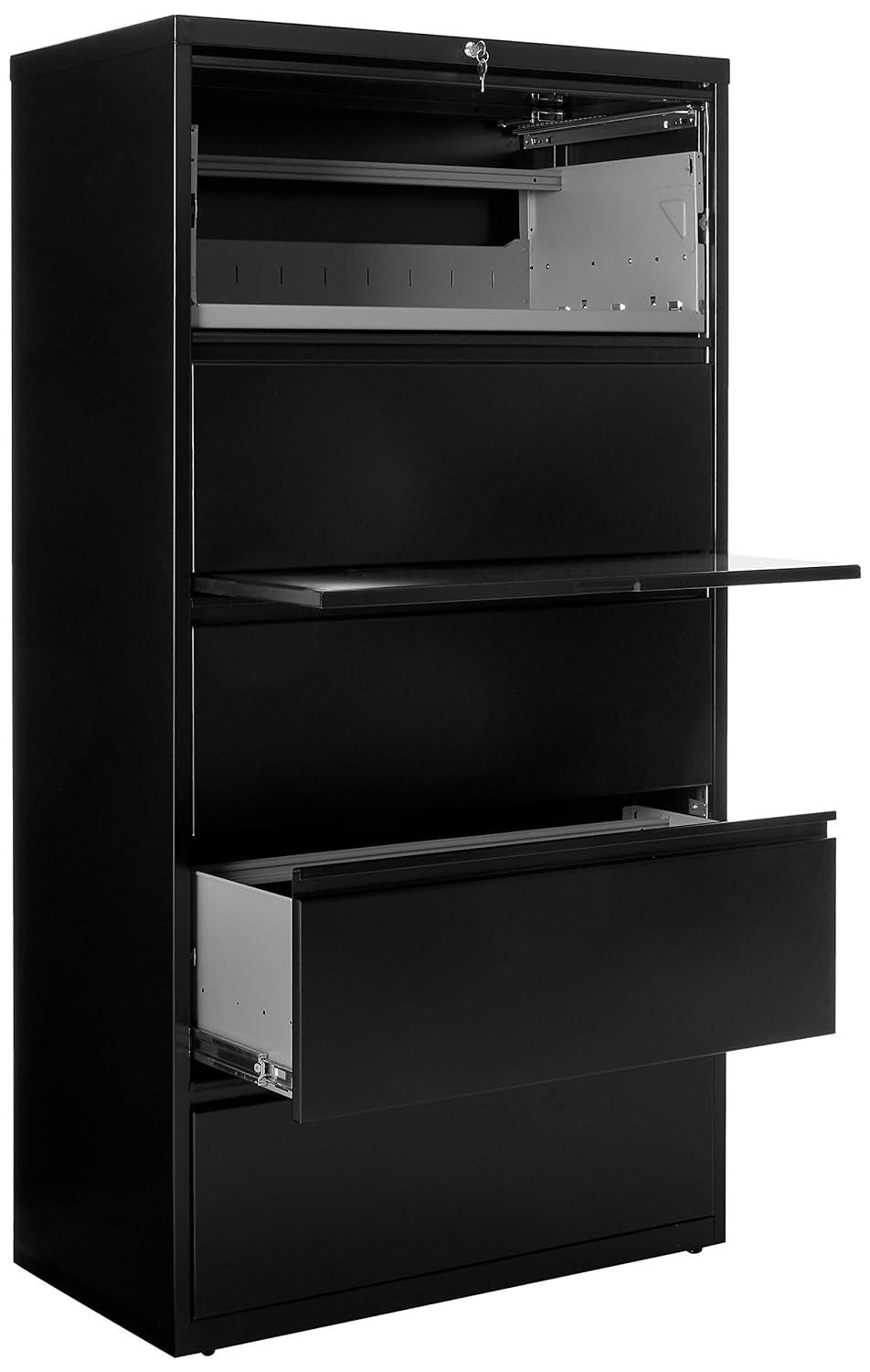 Lorell Lateral Files Cabinet - 5 -Drawer (s) for File - Letter, Legal, A4 - Ball-Bearing Suspension.