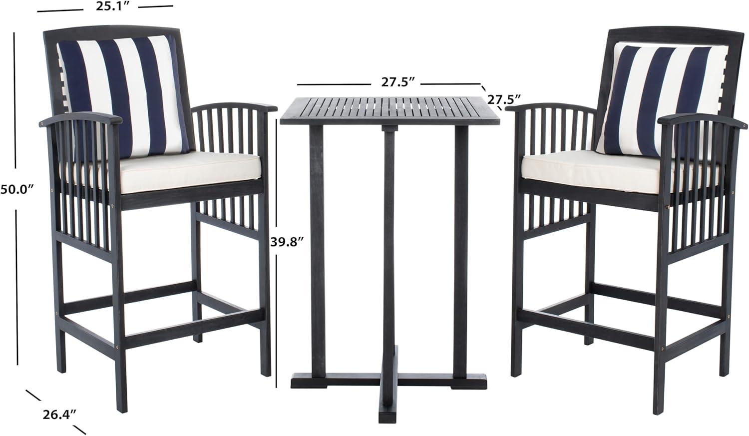 Pate 3 Piece Bar Height Patio Outdoor Bistro Set  - Safavieh