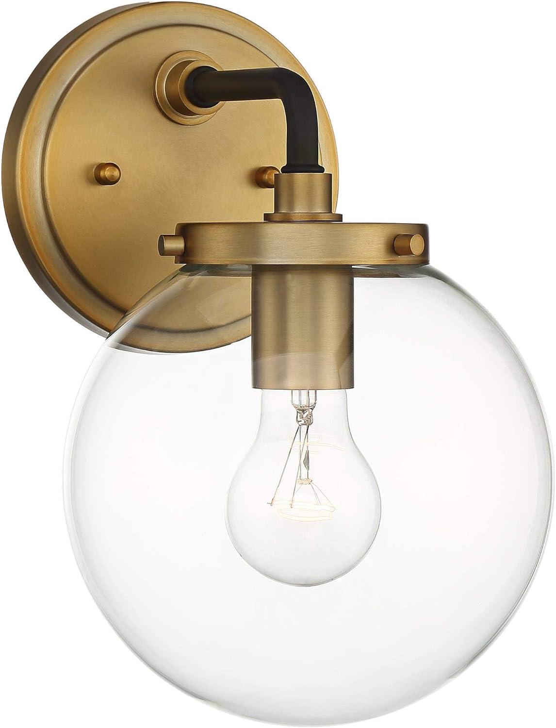 Gold 15" Modern Vanity Wall Sconce with Clear Glass Globe