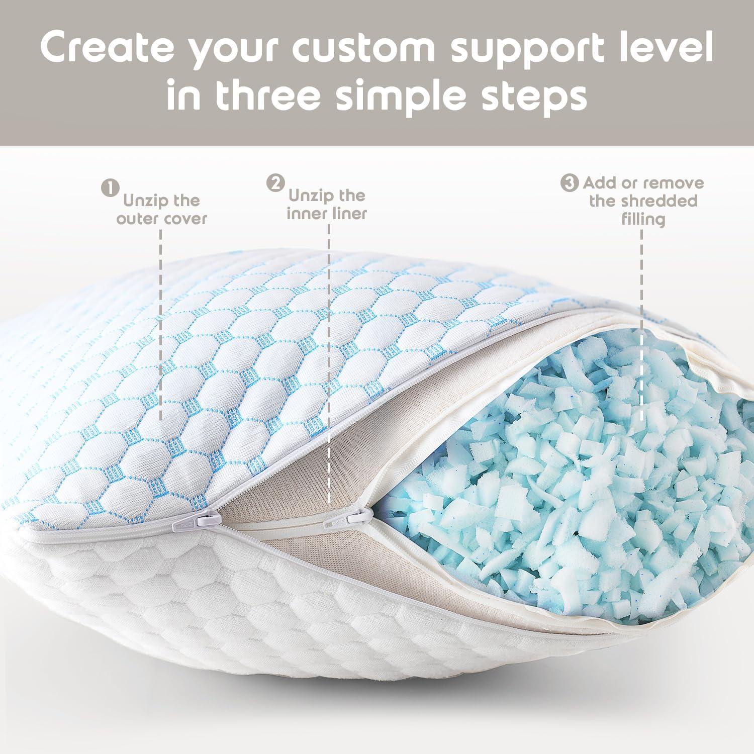 Nestl King Size Adjustable Colling Gel Pillow - 2 Pack