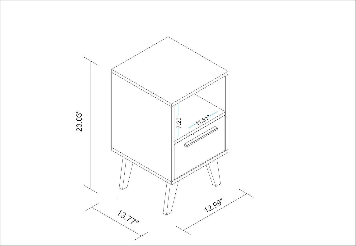 Mid-Century- Modern Amsterdam Nightstand 1.0 with 1 Shelf in White