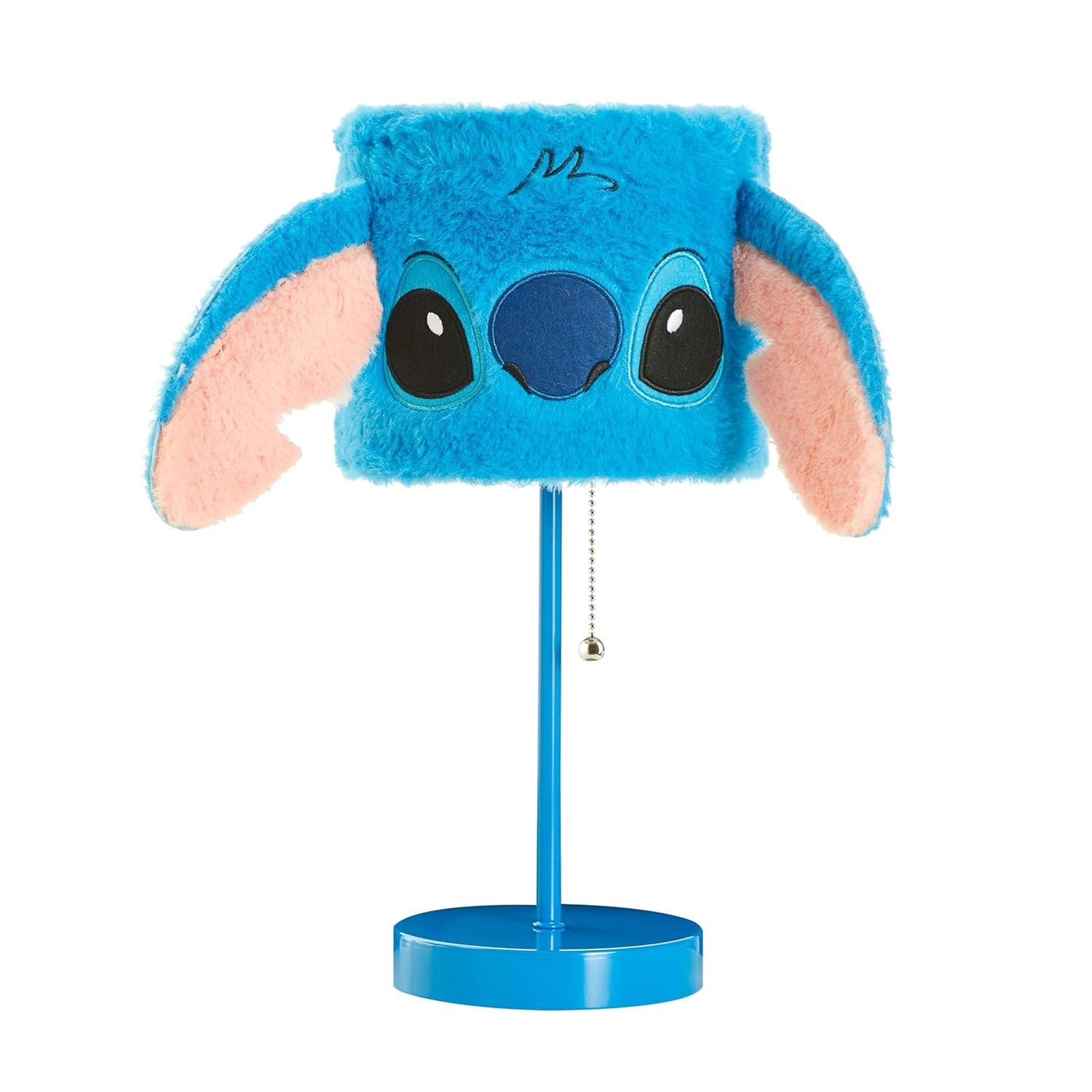 Idea Nuova Disney Stitch Plush Table Lamp,15.5" Figural Lamp with Soft Shade & Pull Chain,Kids Bedroom or Nursery Nightstand Light,Blue