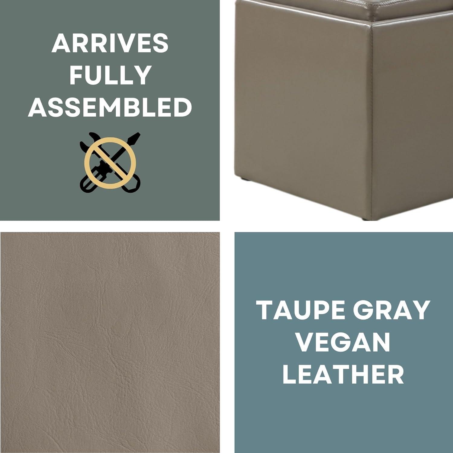 Convenience Concepts Designs4Comfort Accent Storage Ottoman, Taupe Gray Faux Leather