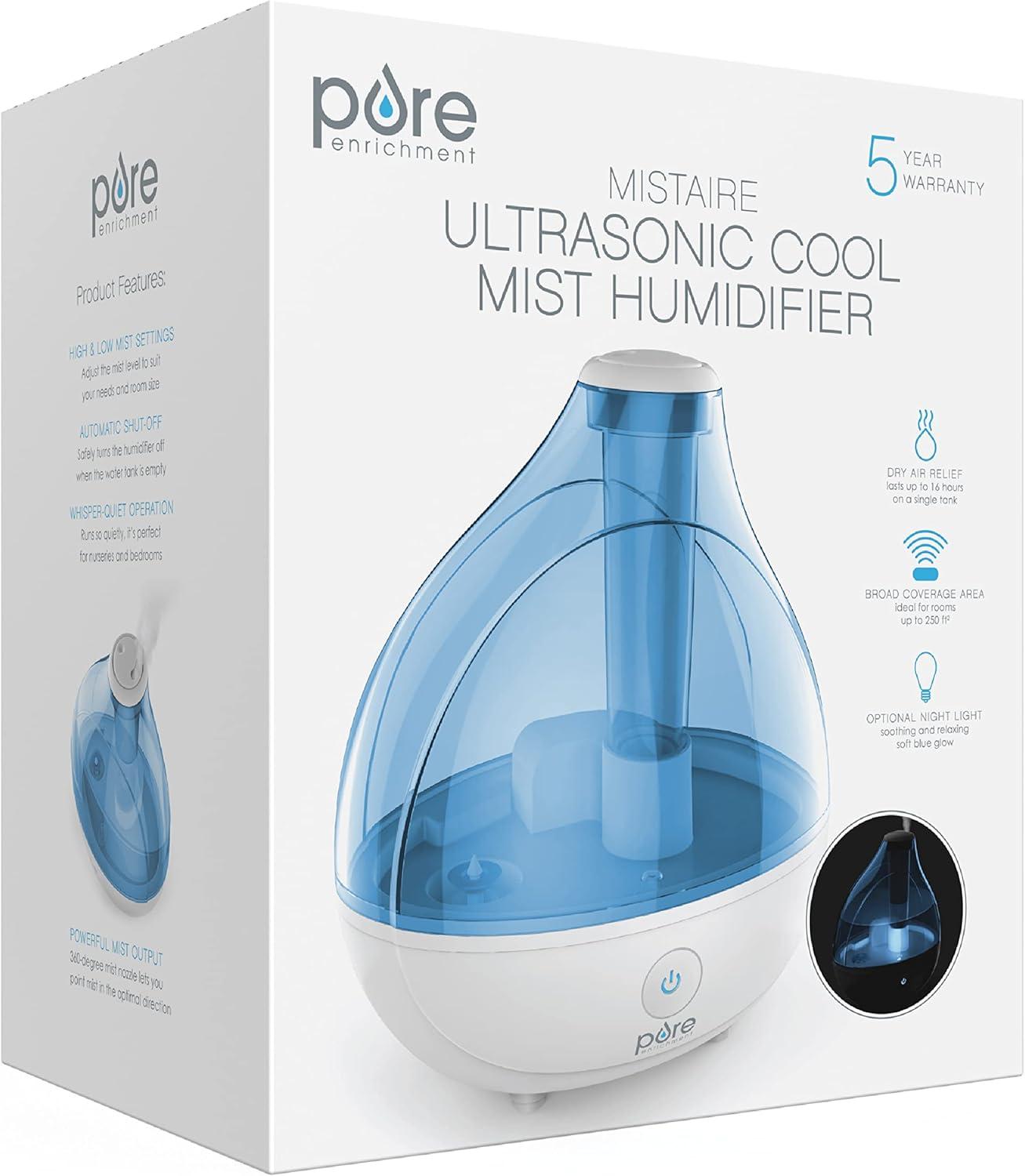 Pure Enrichment Pure Enrichment 0.4 Gallons Cool Mist Ultrasonic Tabletop Humidifier for 250 Cubic Feet