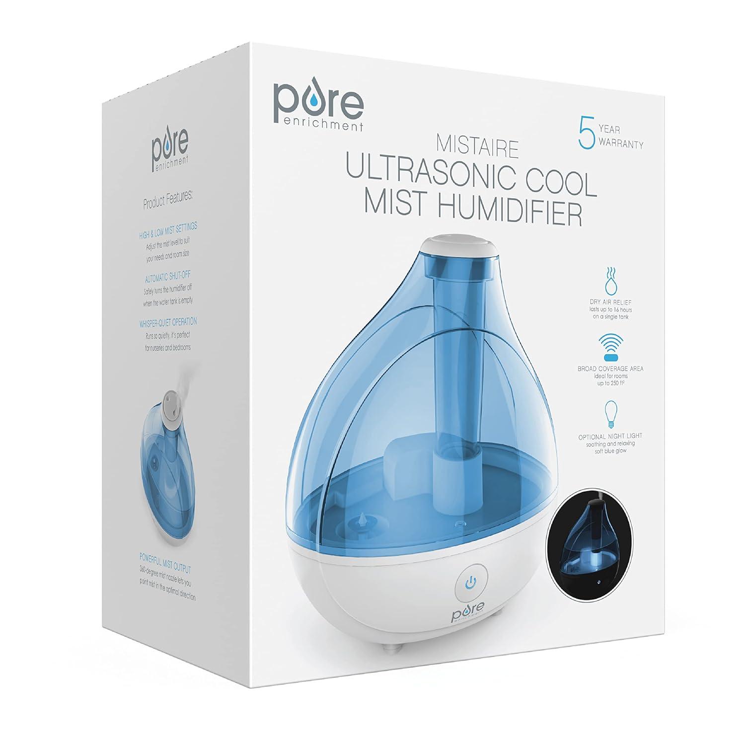 Pure Enrichment Pure Enrichment 0.4 Gallons Cool Mist Ultrasonic Tabletop Humidifier for 250 Cubic Feet