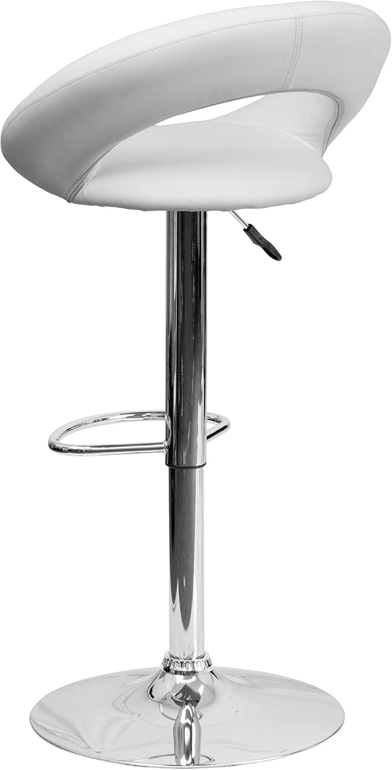 Flash Furniture Contemporary Vinyl Rounded Orbit-Style Back Adjustable Height Barstool with Chrome Base