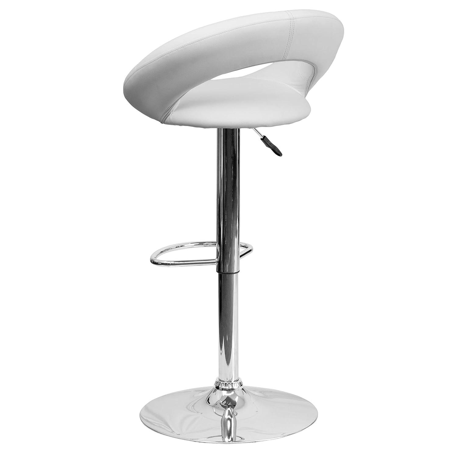 Flash Furniture Contemporary Vinyl Rounded Orbit-Style Back Adjustable Height Barstool with Chrome Base