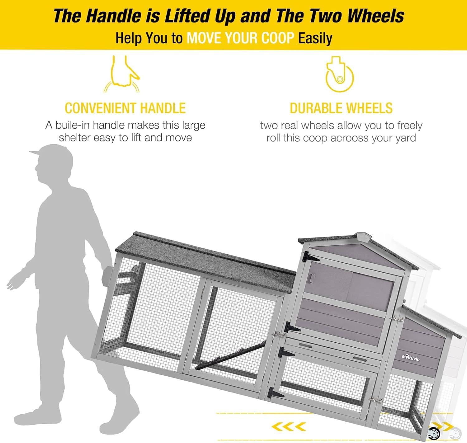 AIR72 Mobile Chicken Tractor Gray 80.7"L x 25.8"W x 44.1"H