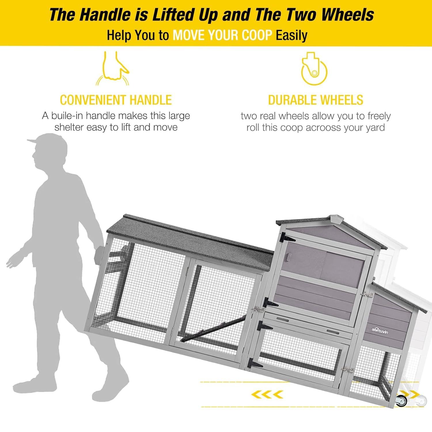 AIR72 Mobile Chicken Tractor Gray 80.7"L x 25.8"W x 44.1"H