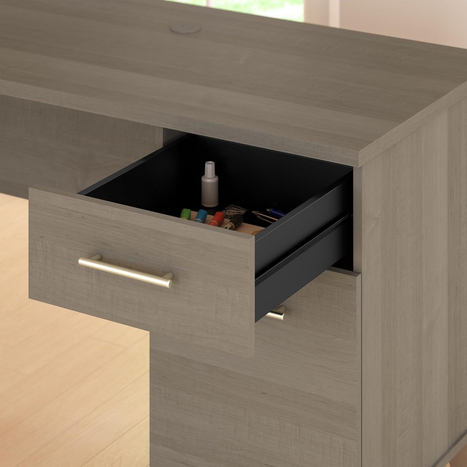 Bush Furniture Somerset 72" L Shaped Desk with Storage, Ash Gray