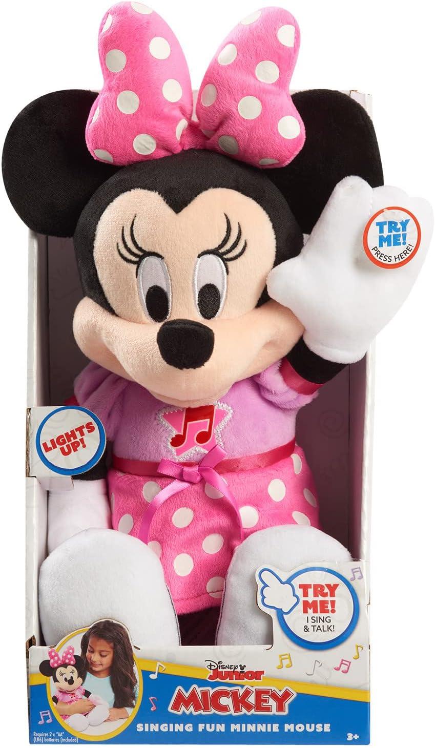 Disney Junior Mickey Mouse Funhouse Singing Fun Minnie Mouse 13 Inch Lights and Sounds Feature Feature Plush, Sings Bowtoons Theme Song, Kids Toys for Ages 3 Up by Just Play