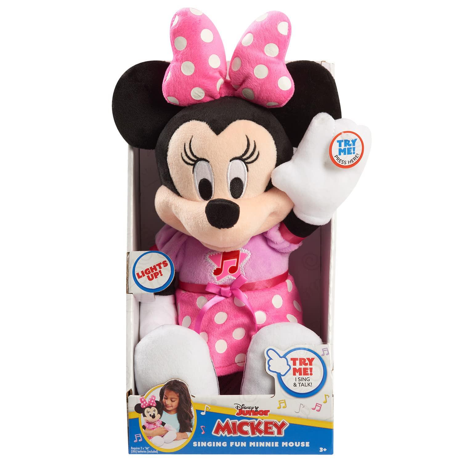 Disney Junior Mickey Mouse Funhouse Singing Fun Minnie Mouse 13 Inch Lights and Sounds Feature Feature Plush, Sings Bowtoons Theme Song, Kids Toys for Ages 3 Up by Just Play