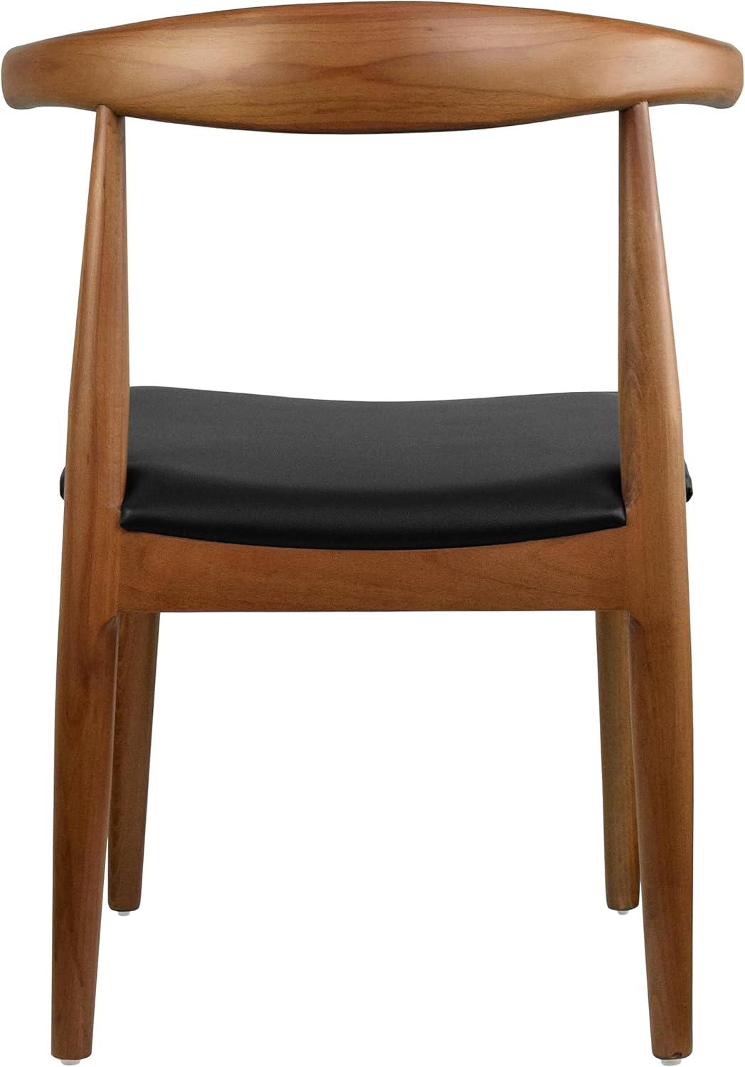 2xhome Set of 2 Solid Wood Farmhouse Dining Elbow Chairs with PU Leather Cushion Seats - Kennedy Presidential Accent Armchairs for Kitchen Dining Room or Office, Espresso