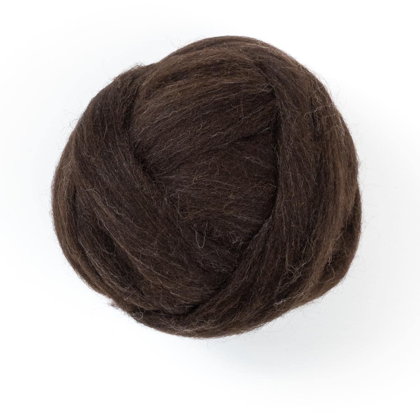 Natural Wool roving, 8 OZ. Best core Wool for Needle,Wet Felting, handcrafts and Spinning. Natural Colors Bulk Yarn un-Dyed. (Dark Chocolate, 8 oz)