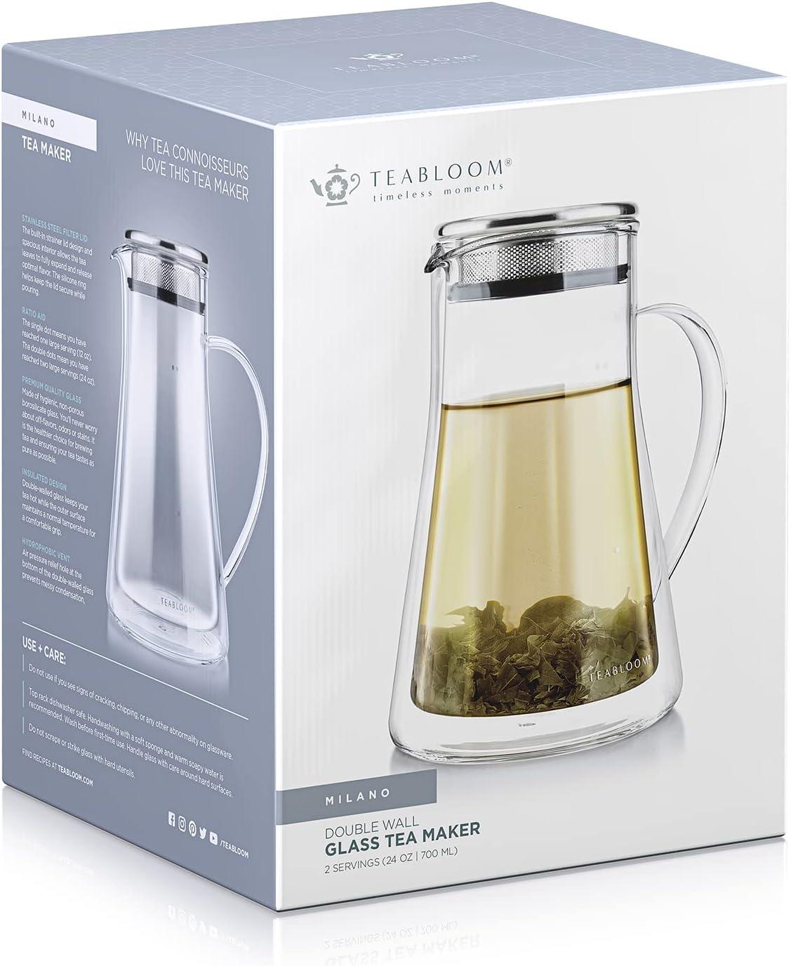 Milano Double-Walled Glass Teapot with Stainless Steel Filter Lid