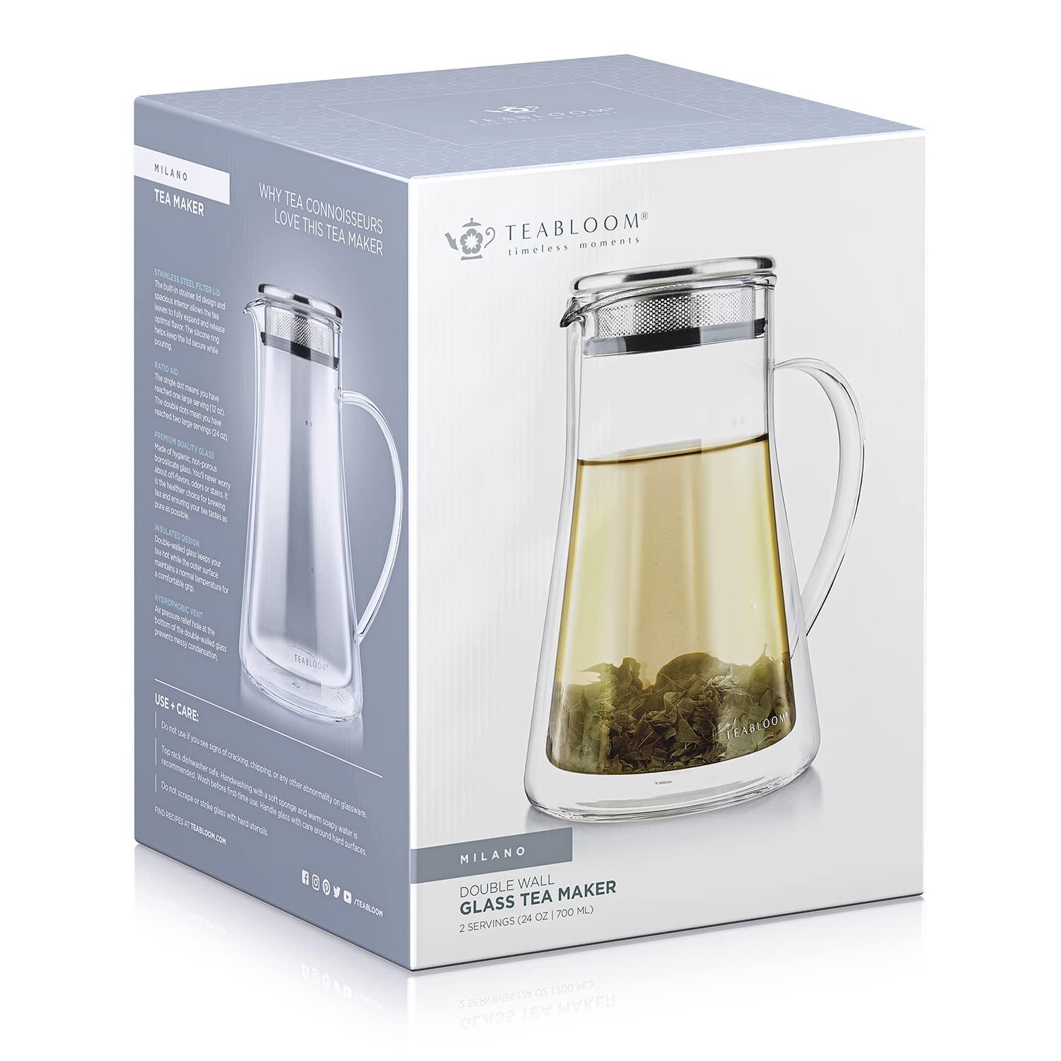 Milano Double-Walled Glass Teapot with Stainless Steel Filter Lid