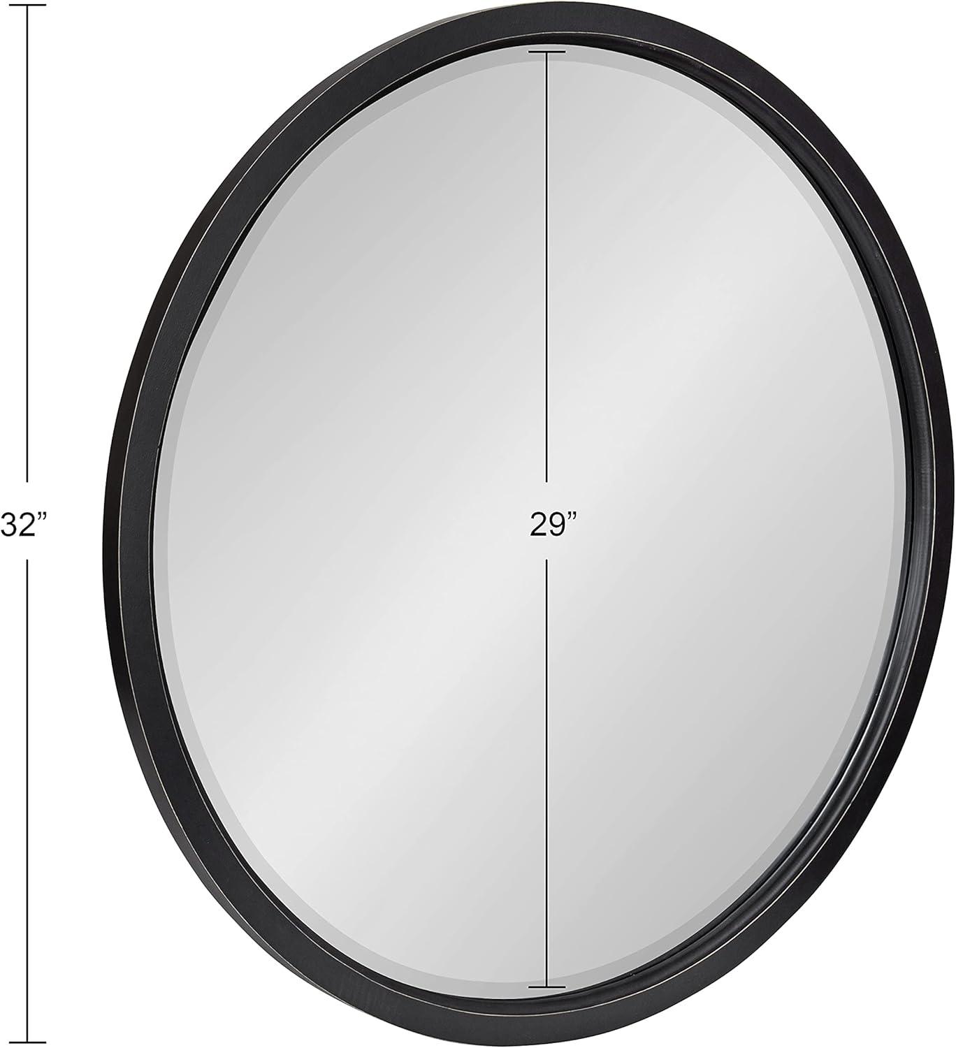 32" x 32" Hogan Round Framed Decorative Wall Mirror Walnut Brown : Modern Wood Frame, No Assembly Required