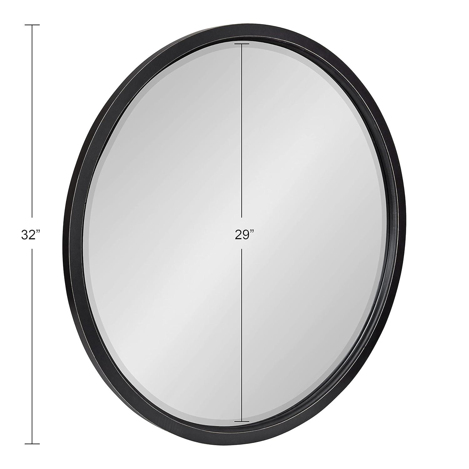 32" x 32" Hogan Round Framed Decorative Wall Mirror Walnut Brown : Modern Wood Frame, No Assembly Required