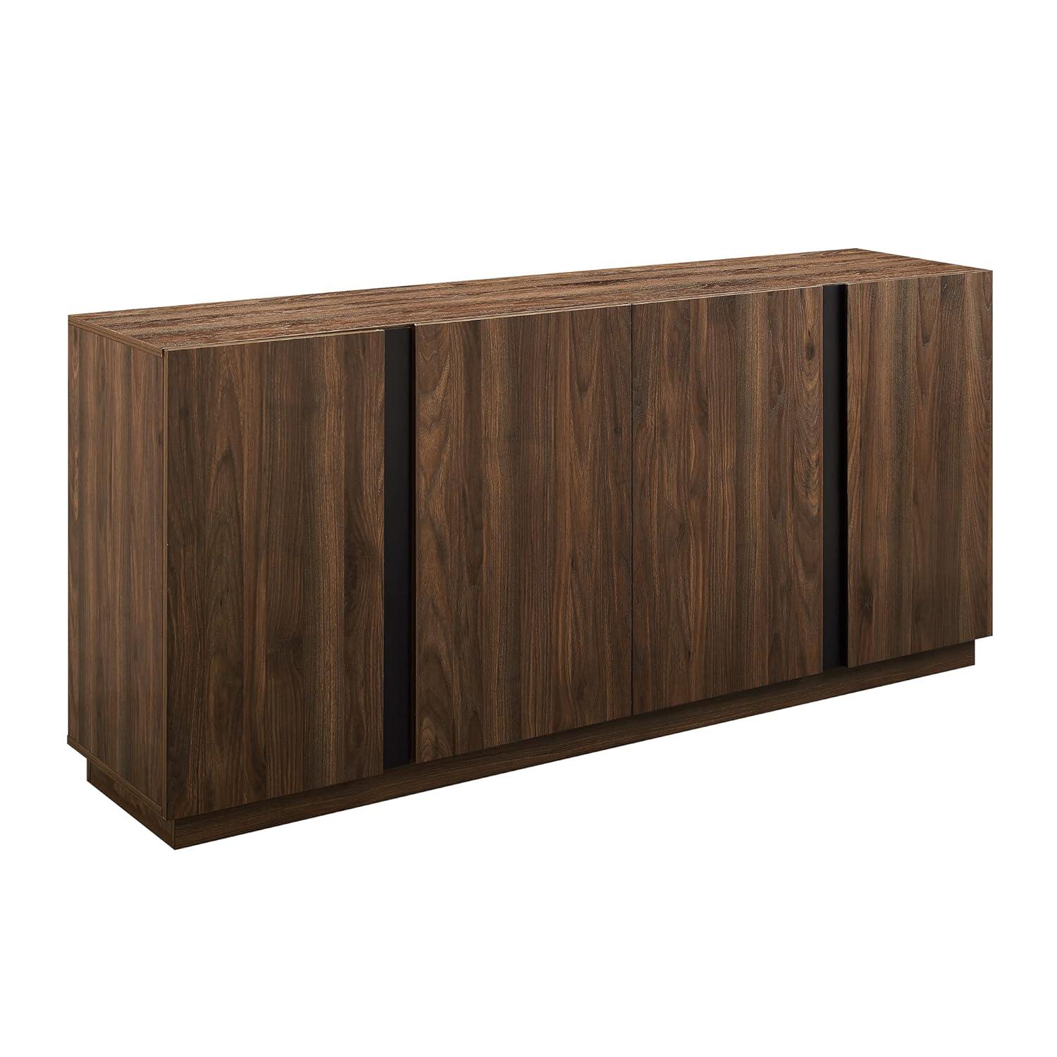 Walker Edison Liss Contemporary 4-Door Minimalist Sideboard, 70 Inch, Dark Walnut