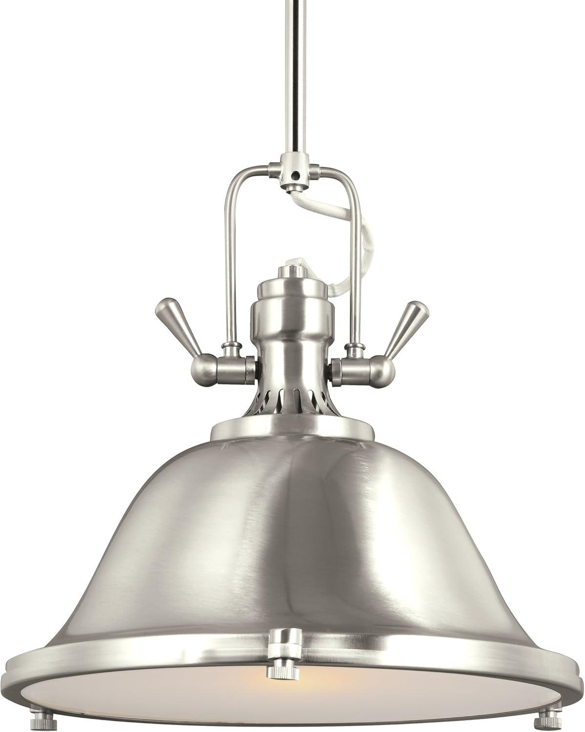 Brushed Nickel Stone Street 11.62" LED Pendant with Satin Etched Glass