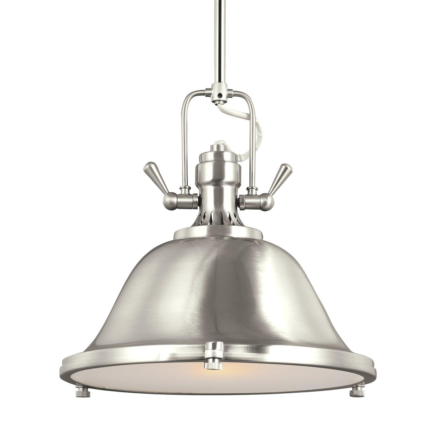 Brushed Nickel Stone Street 11.62" LED Pendant with Satin Etched Glass
