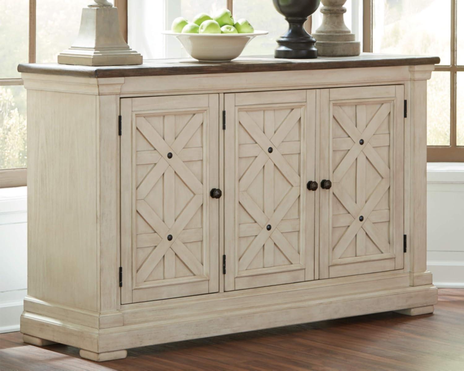 Ashley Furniture Furniture Bolanburg Server in Antique White and Weathered Oak