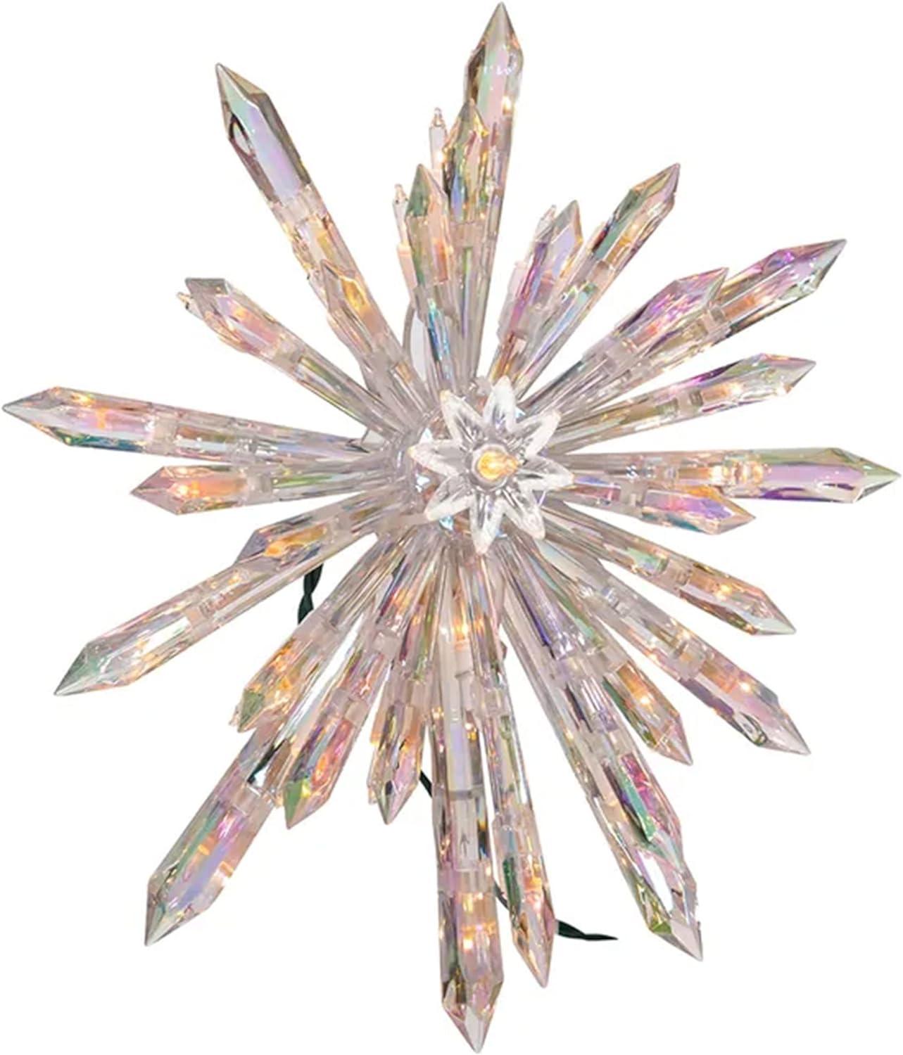 Kurt Adler 13.5" Clear Crystal Snowflake Tree Topper with Lights