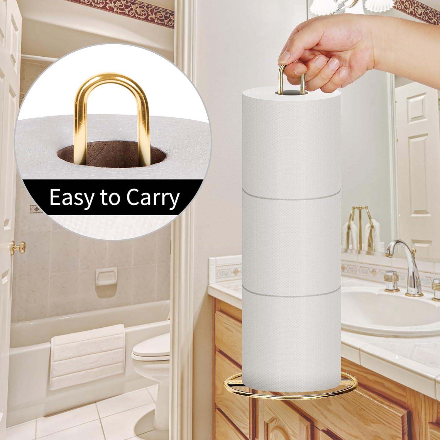 Gold Toilet Paper Holder Stand, OBODING, Freestanding Toilet Paper Holder for Storing 3 Rolls of Toilet Papers (Gold)