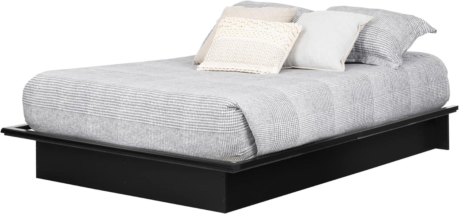 Contemporary Pure Black Full Platform Bed with Discreet Storage