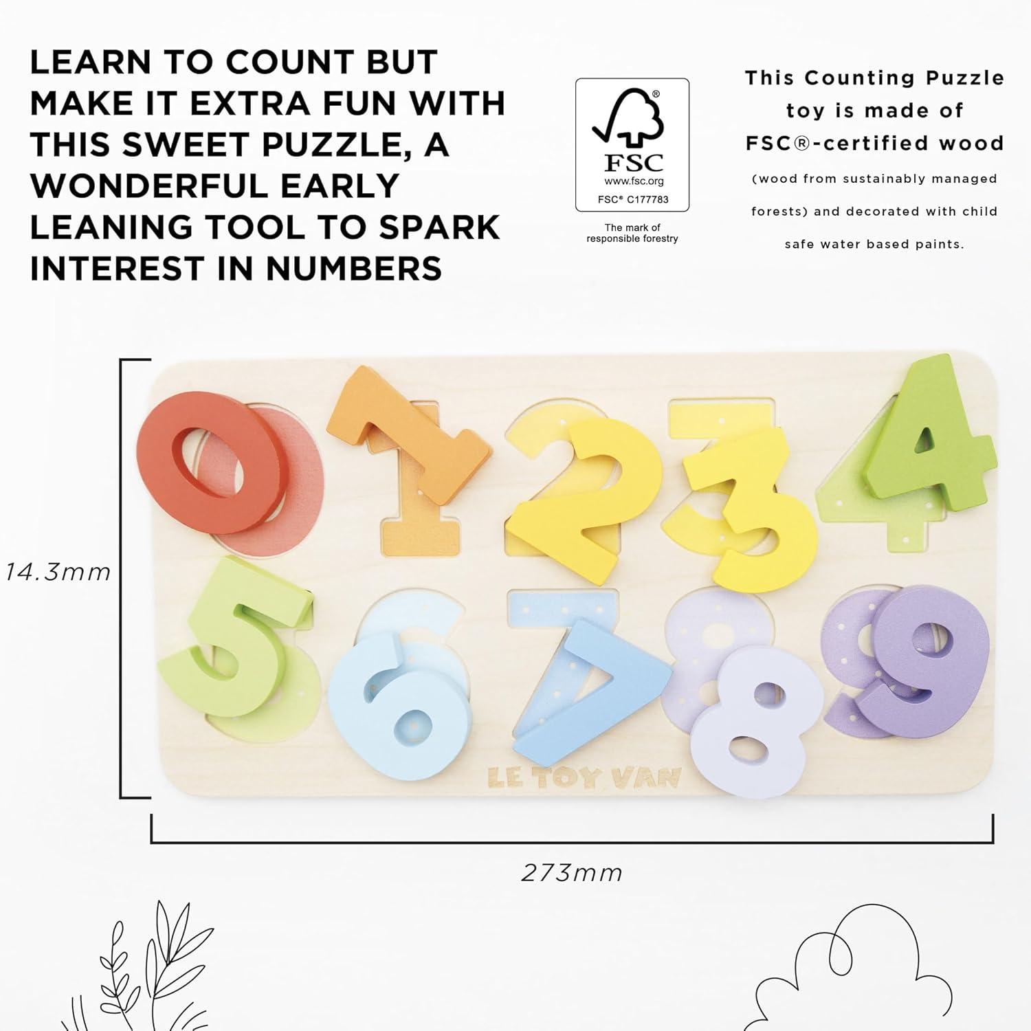 Le Toy Van - Wooden Figures Counting Puzzle Toy | Suitable for Age 18+ Months