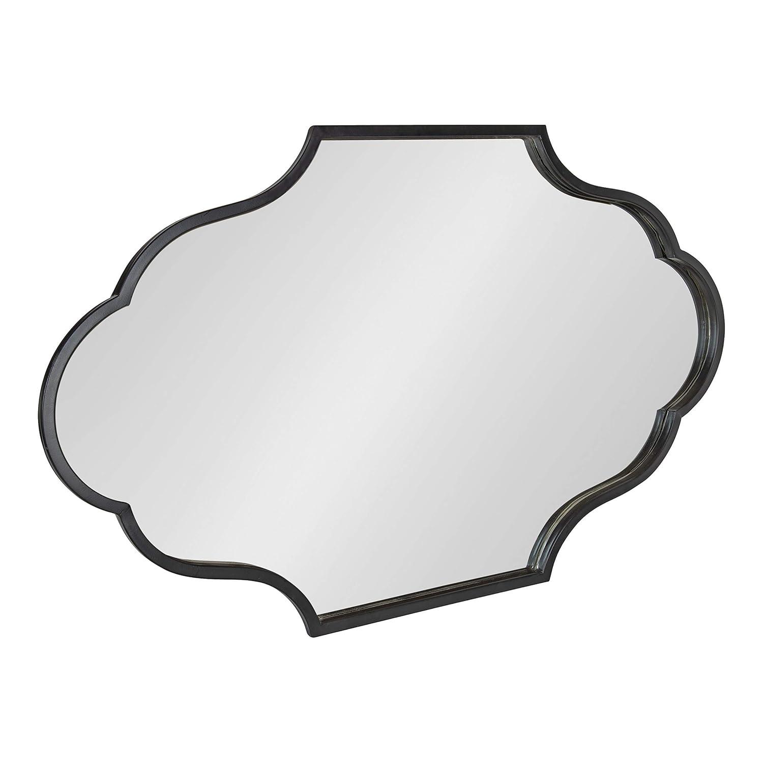 24"x37" Rowla Framed Decorative Wall Mirror Black - Kate & Laurel: Oval, Scalloped Edge, Vintage Design