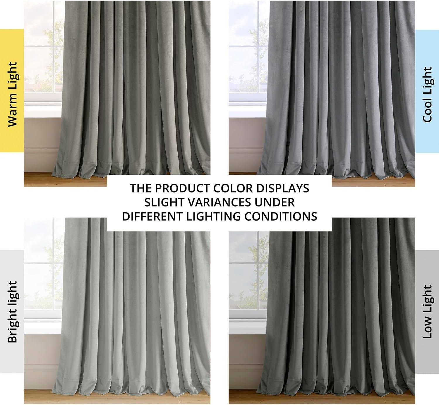 Silver Grey Velvet Pinch Pleat Blackout Curtain - 25 in. W x 96 in. L (1 Panel)
