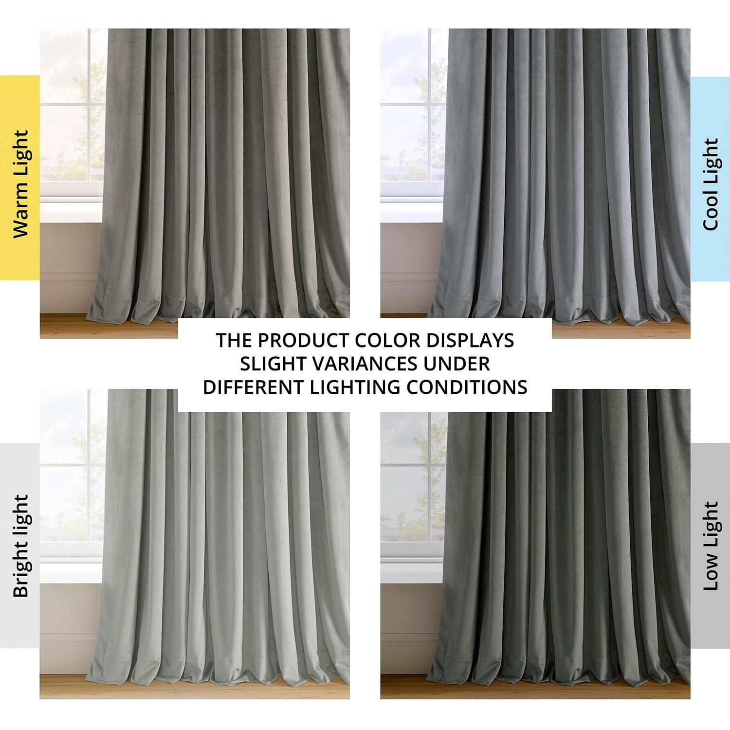 Half Price Drapes Signature Silver Grey Velvet Blackout Curtains for Bedrooms(1 Panel), 50WX 96L