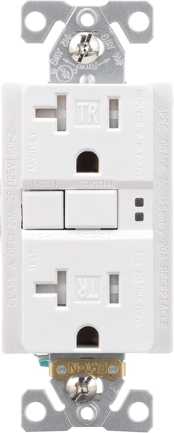 White 20A Tamper Resistant GFCI Duplex Receptacle with Wall Plate