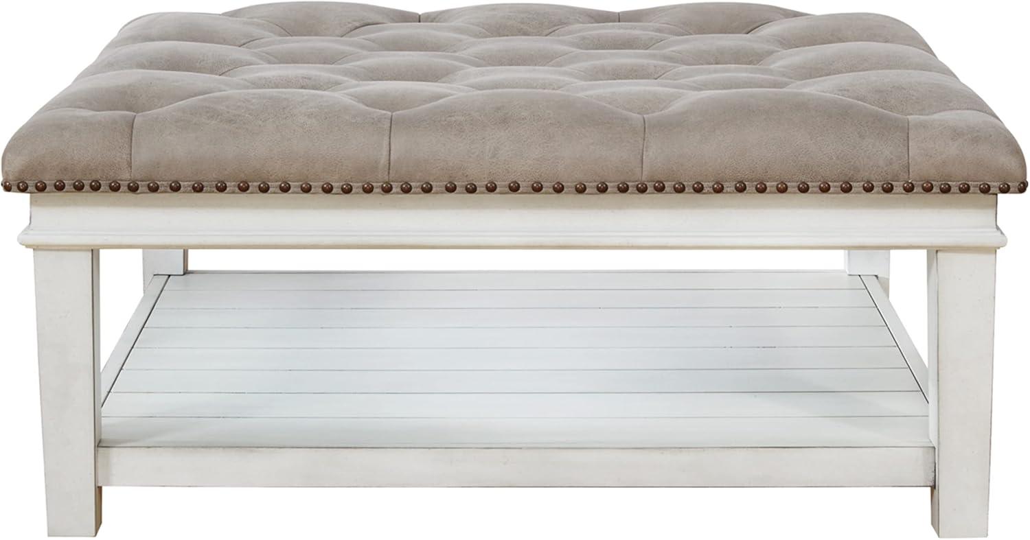 Signature Design by Ashley Contemporary Kanwyn Upholstered Ottoman Coffee Table, Whitewash
