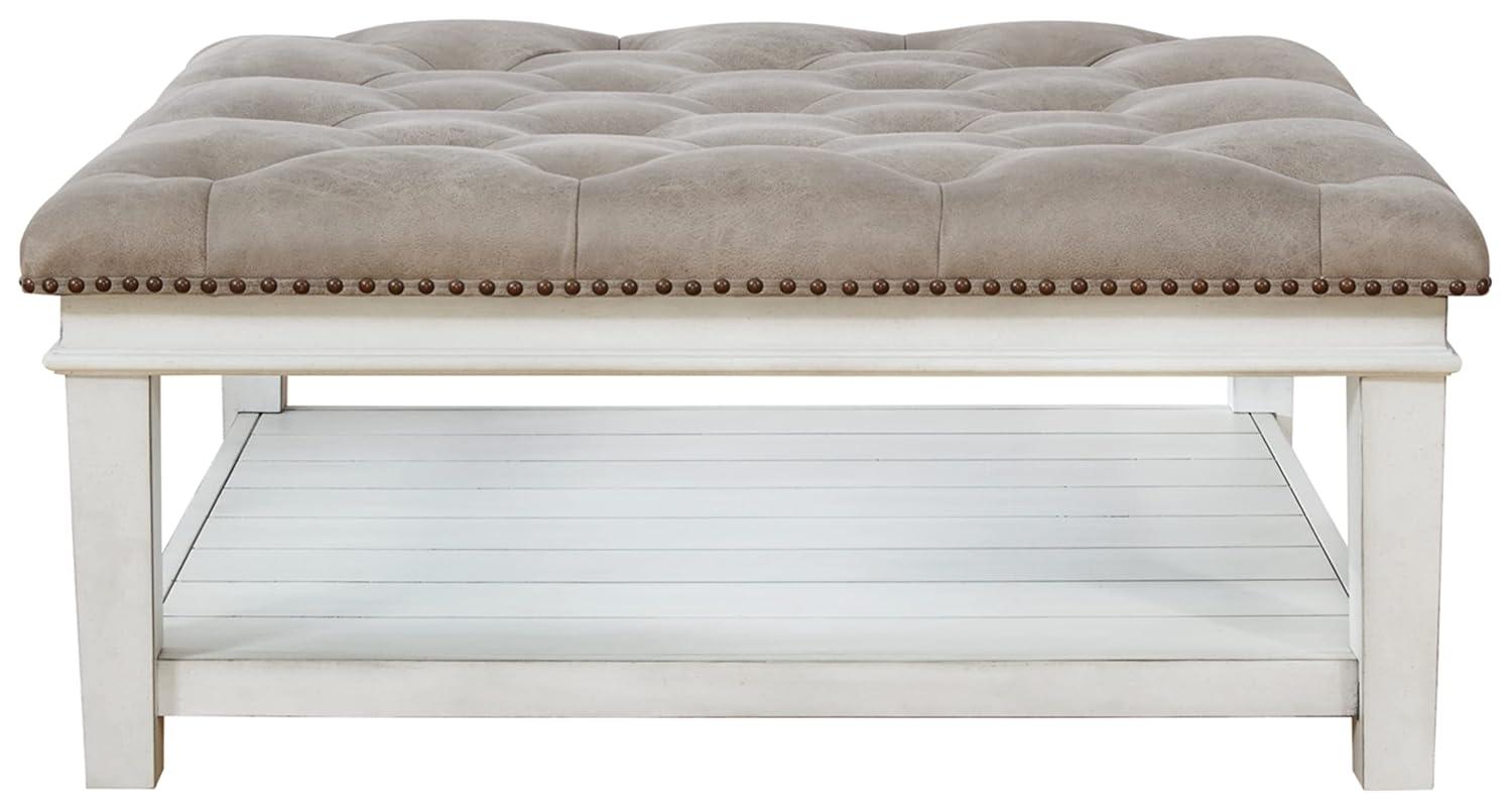 Signature Design by Ashley Contemporary Kanwyn Upholstered Ottoman Coffee Table, Whitewash